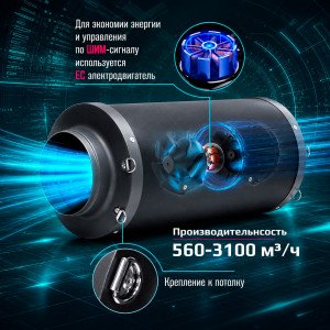 Бесшумный канальный вентилятор Dastech HDI-150PE 560 м³/ч Smart управление Бесшумный канальный вентилятор Dastech HDI-150PE 560 м³/ч Smart управление
